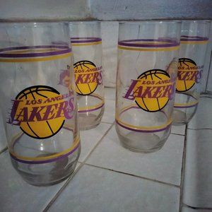 Los Angeles Lakers Vintage NBA Drinking Glasses 1980's.